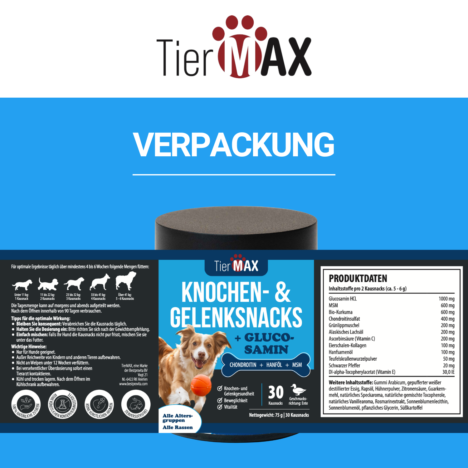 TierMAX Knochen- & Gelenksnacks mit Glucosamin